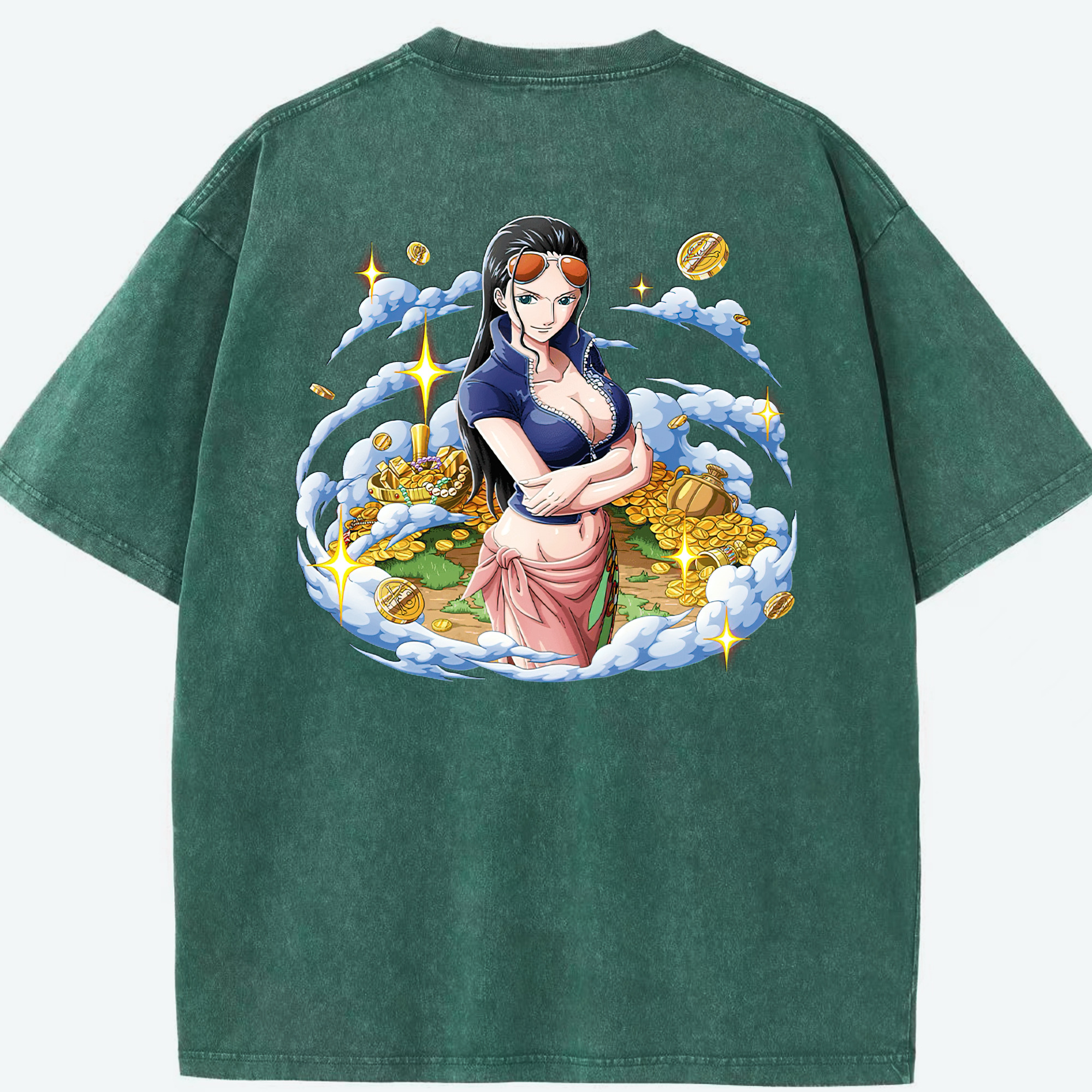 ワンピース ニコ・ロビン ONE PIECE Nico Robin 綿100% ヴィンテージ風 半袖Tシャツ（背面プリント）